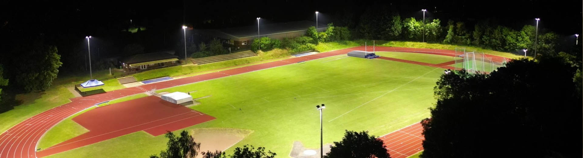 Athletics track with LED floodlighting