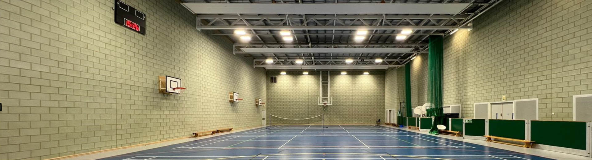 Indoor sports facility with bright LED lighting